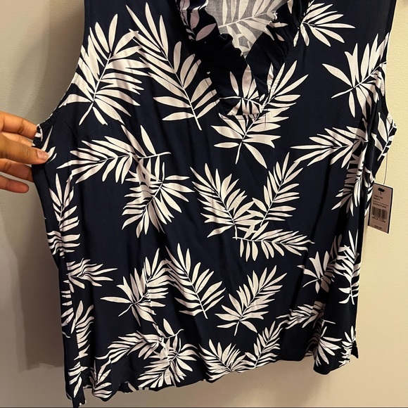 Navy blue white blouse - Picture 4 of 5